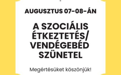 A Pax Hálózatfejlesztő – Gondozási Központ tájékoztatása a szociális étkeztetés szüneteléséről